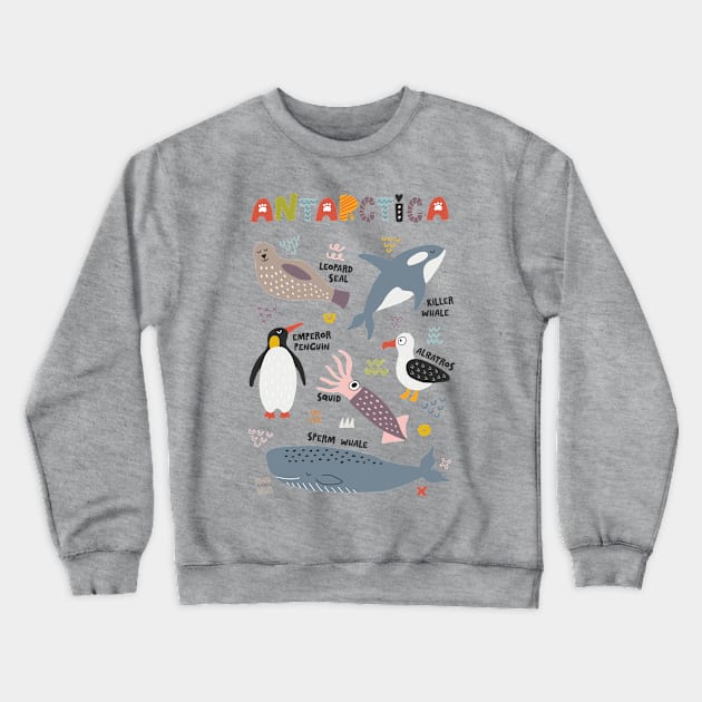 Antarctica Animals Crewneck Sweatshirt by JunkyDotCom